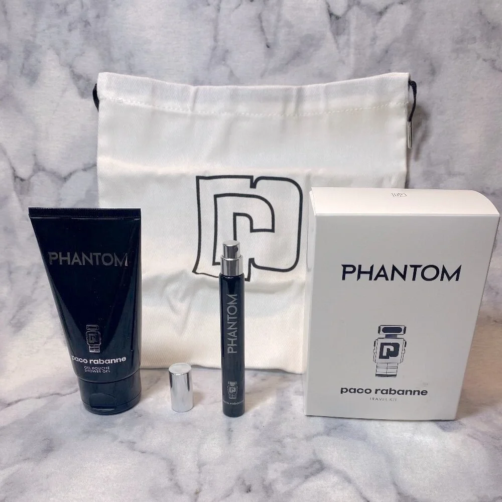 Paco Rabanne Phantom Travel Kit-Bag,Shower Gel 75ml&Spray 10ml-3pc-BOXED-NEW